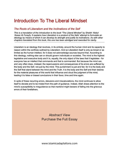 Introduction To The Liberal Mindset